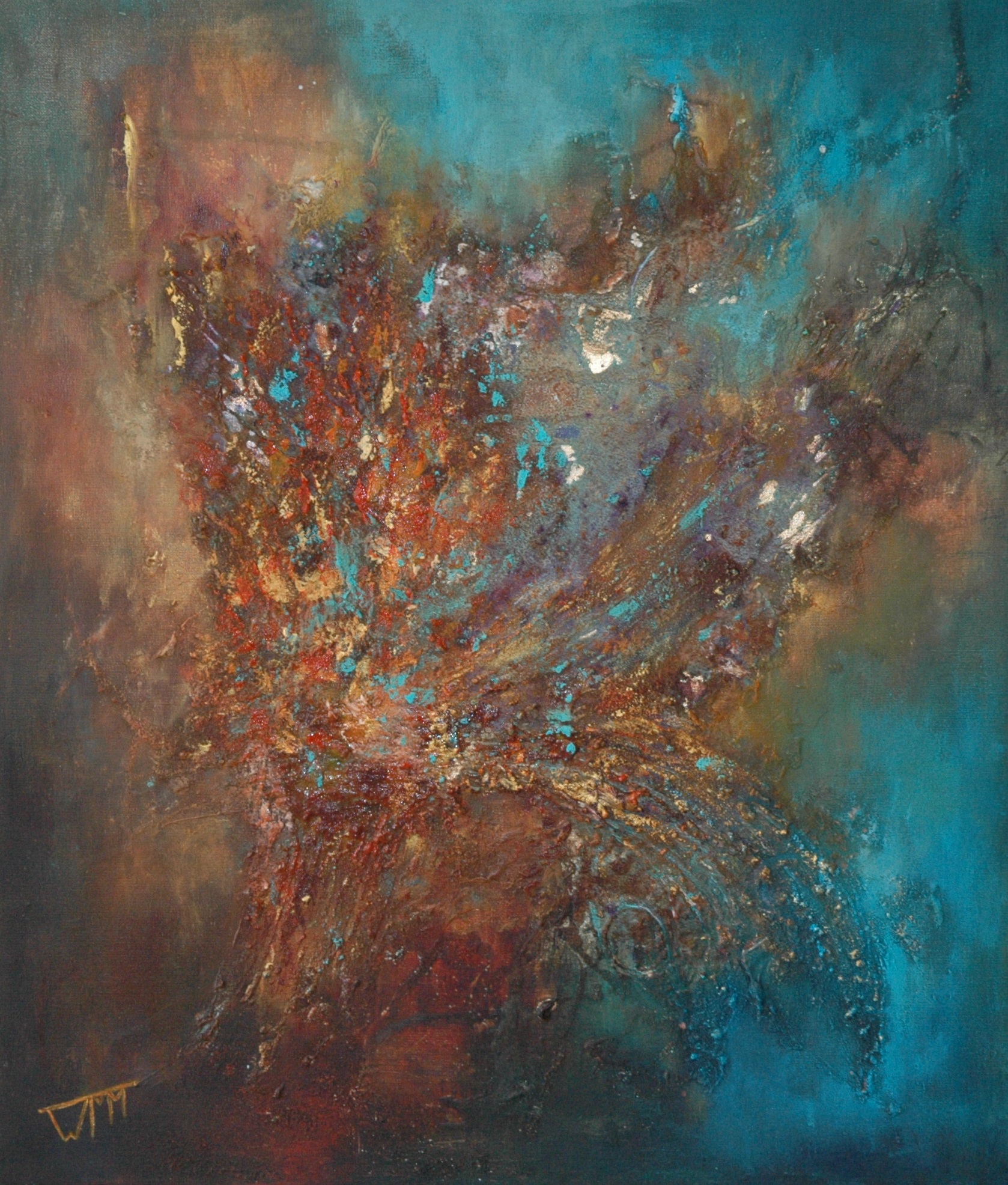 60 x 70cm, acryl op linnen, met gebruik van materialen (textuur), €245,-
