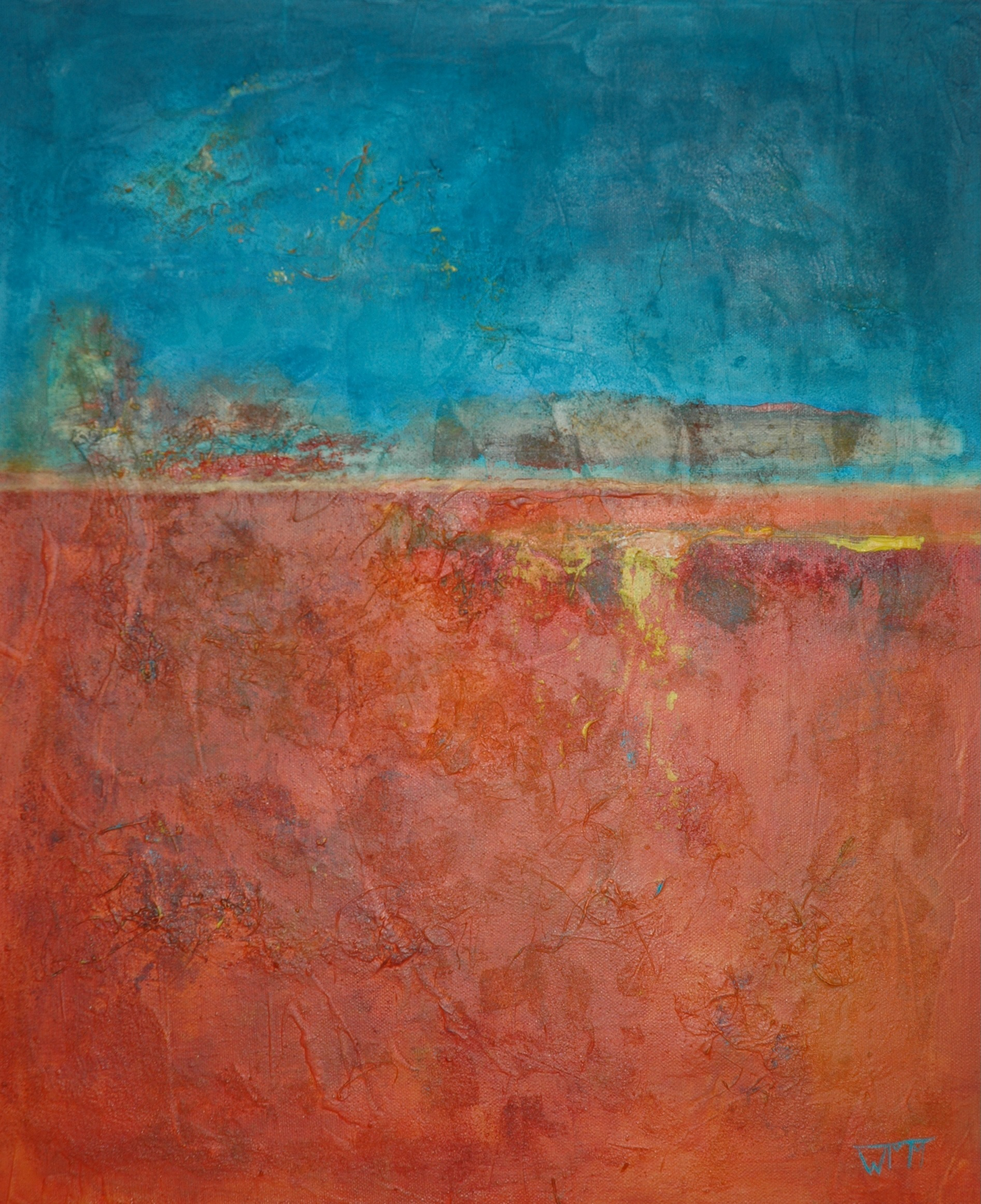 60 x 50 x 4cm, acryl op katoen, met gebruik van materialen (textuur), €175,-