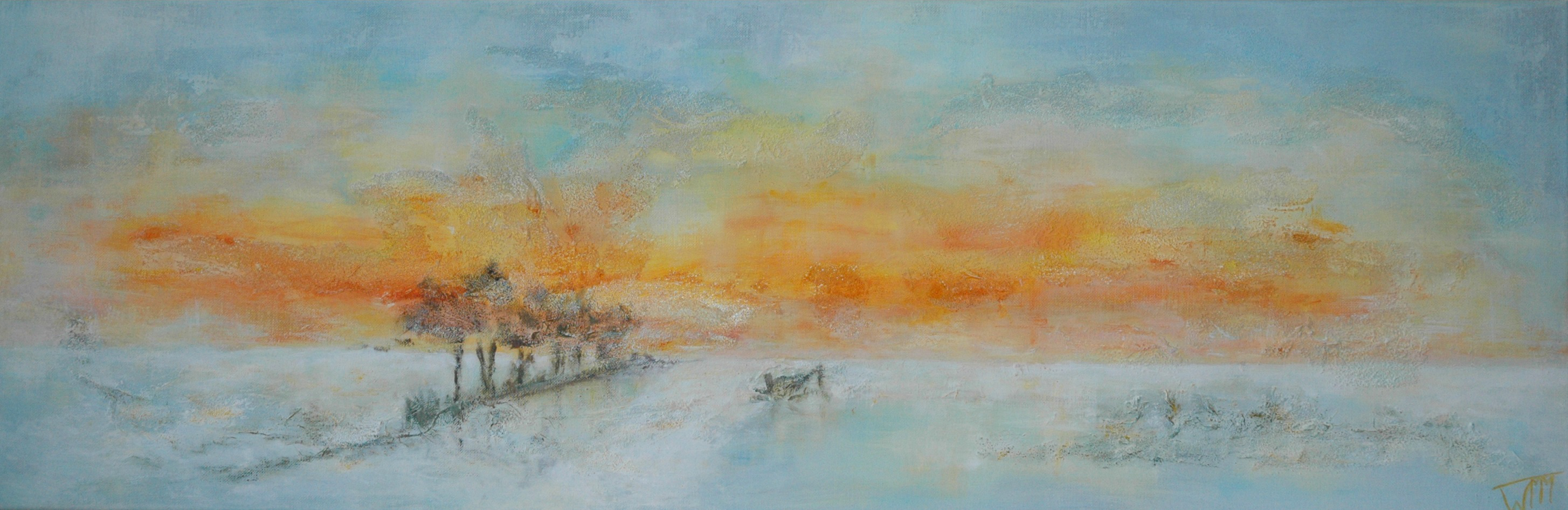 40 x 120cm, acryl op linnen, met gebruik van materialen (textuur), verkocht