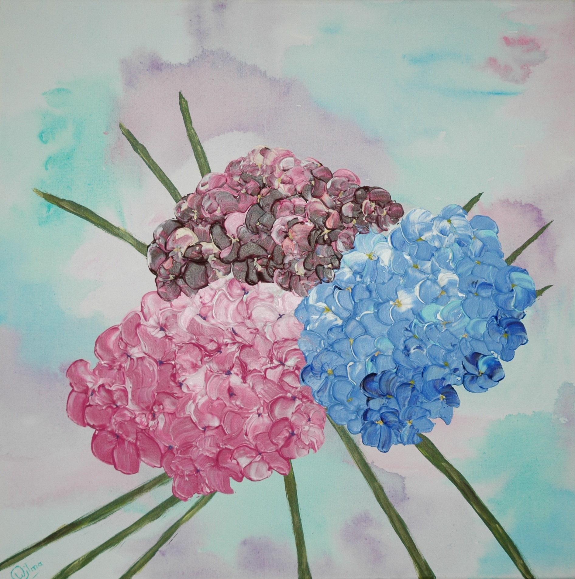 50 x 50 x 4cm, acryl &amp; gel-medium op katoen, verkocht