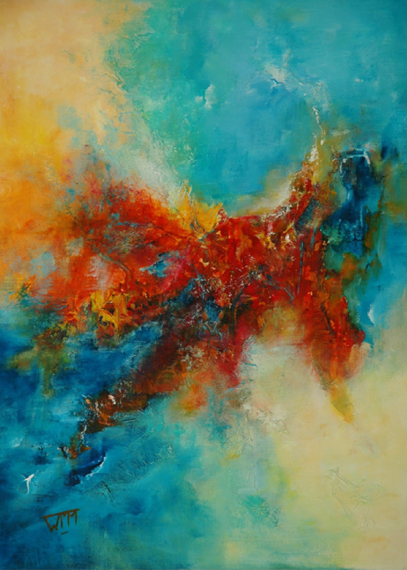 60 x 80cm, acryl op linnen, met gebruik van materialen (textuur), €285,-