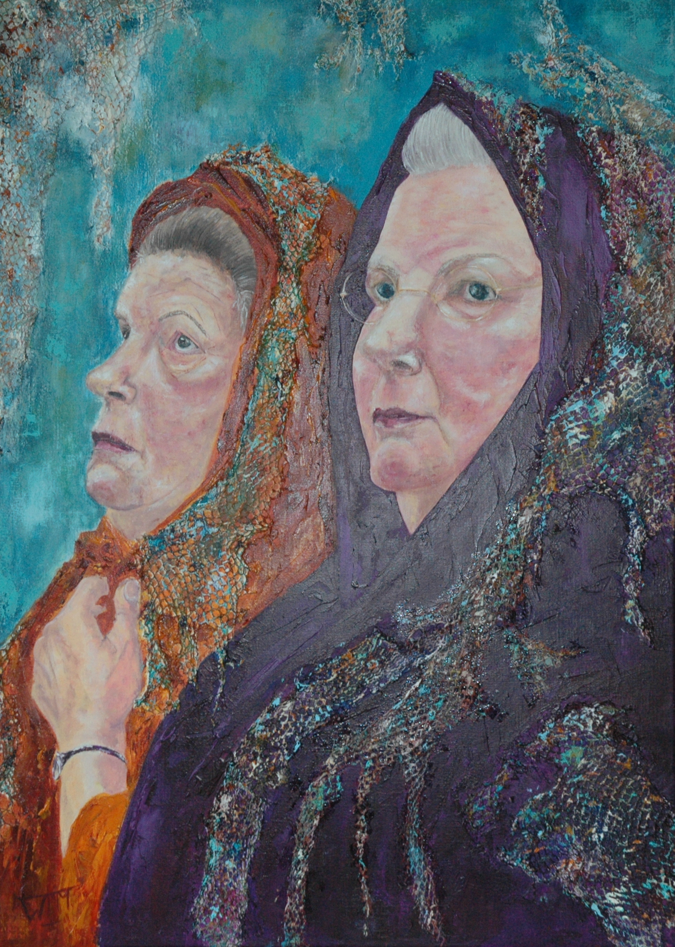 80 x 100cm, acryl op linnen, gebruik van materialen (textuur), €425