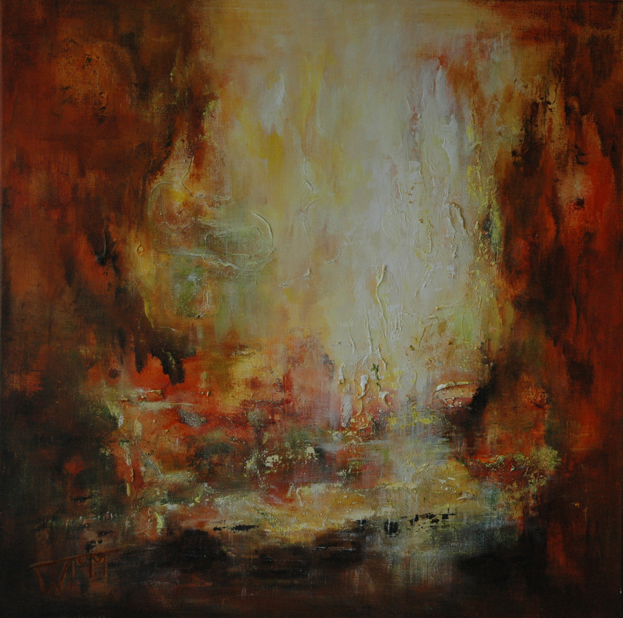80 x 80cm, acryl op linnen, met gebruik van materialen (textuur), €375,-
